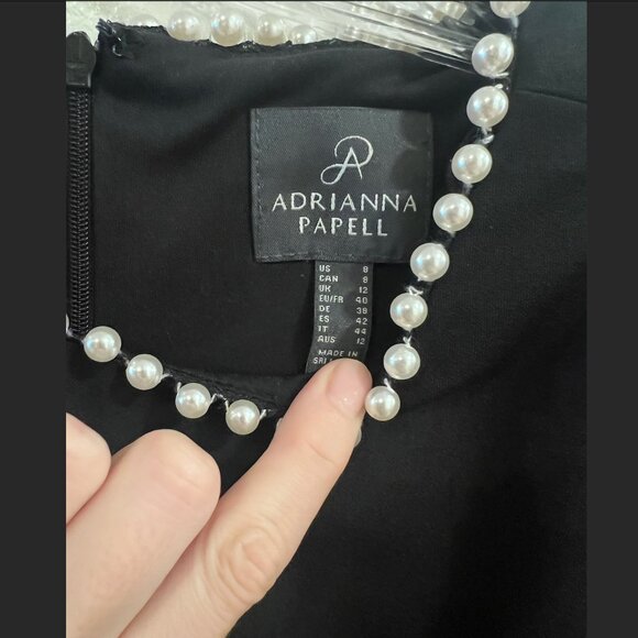Adrianna Papell Pearl Trim Crepe Midi Dress (Size 8) - Picture 8 of 12